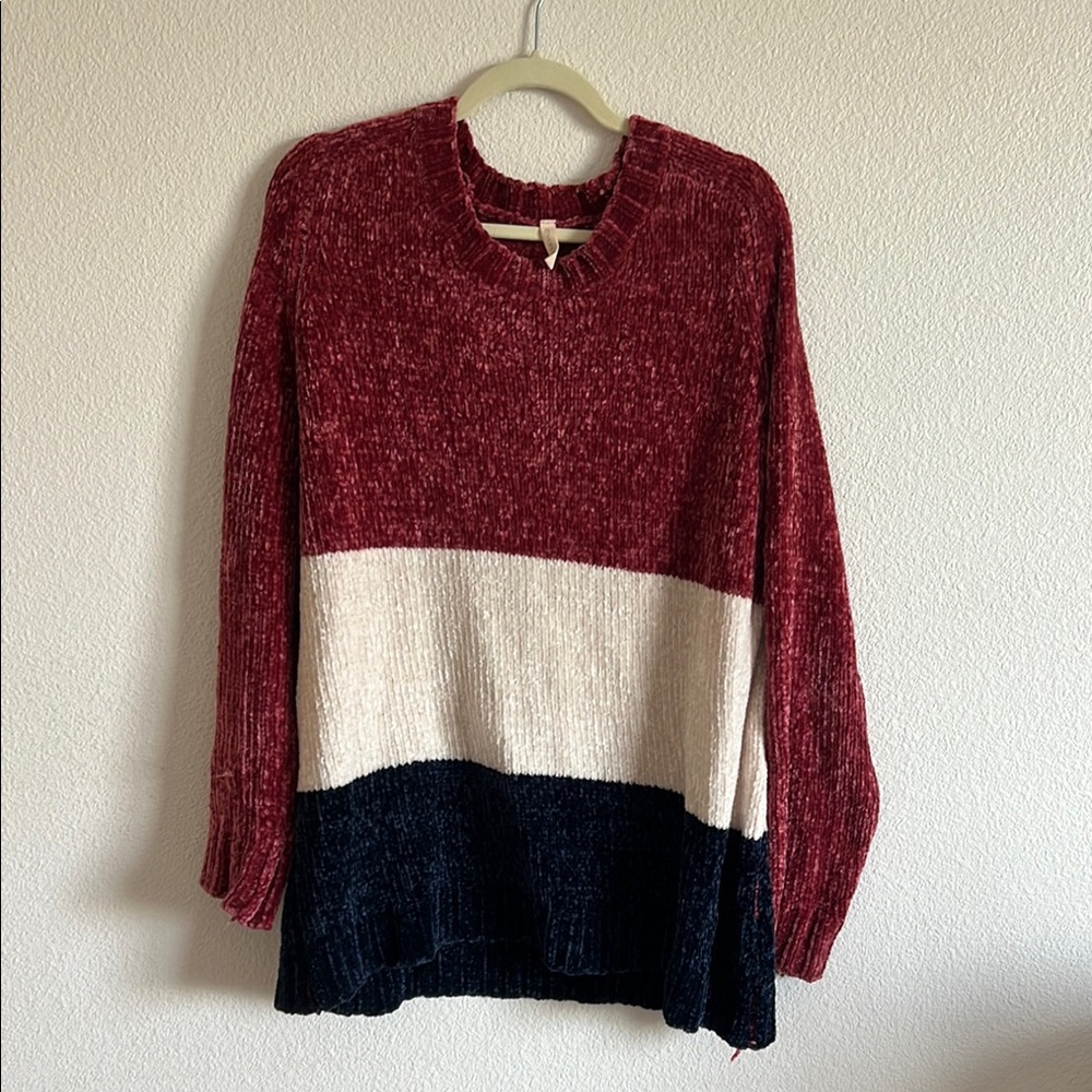 Colorblock Sweater - Red, White, and Black